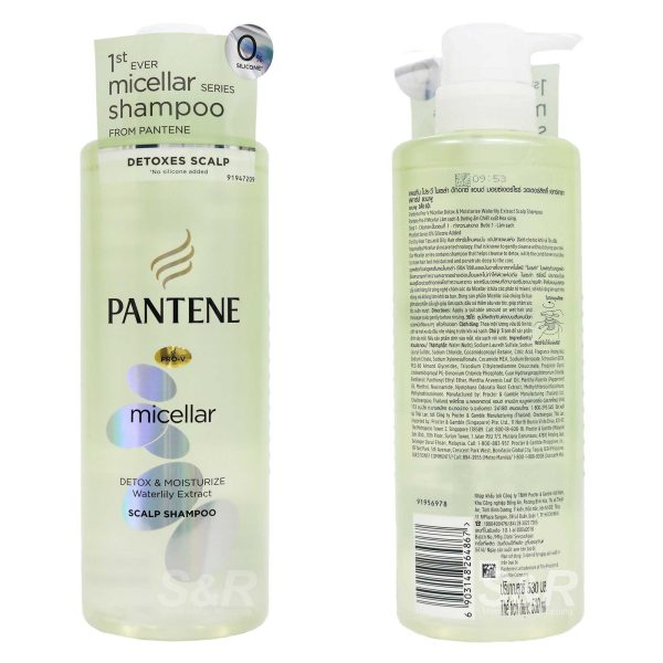 Pantene Shampoo Bottle Detox & Moisturize Waterlily Extract - Image 3