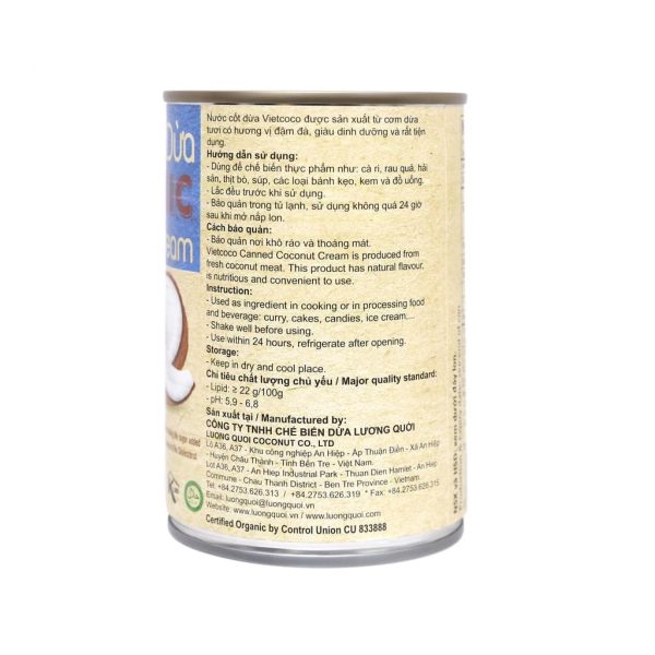 Vietcoco Coconut Milk Can 400ml Organic - Image 3