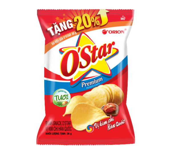 Snack Potato O’star Kimchi, Nori, Salt, BBQ Flavors 36g - Image 2