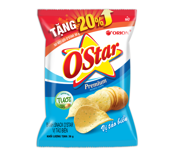Snack Potato O’star Kimchi, Nori, Salt, BBQ Flavors 36g